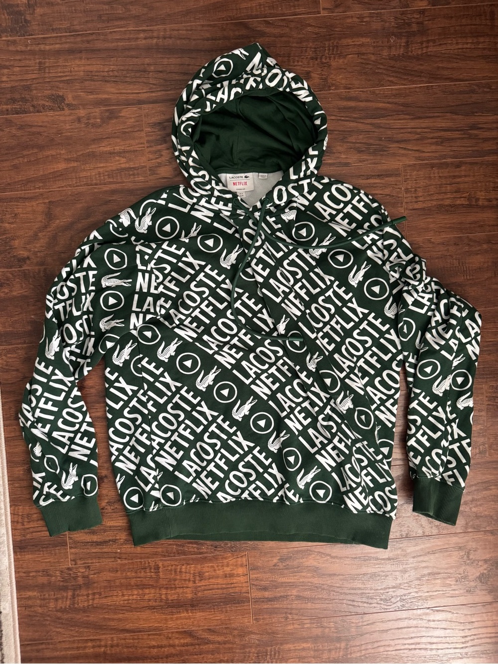 Lacoste Forest Green & White Logo-Print Hoodie